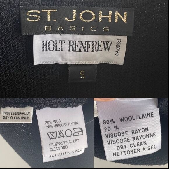 ST JOHN Black Wool Knit Scoop Neck Sleeveless Tank Top Sweater S - Picture 5 of 5